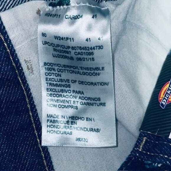 DICKIES LU200RNB 38x32 Carpenter Jeans Indigo 100% Cotton NEW with Tags - Picture 9 of 12